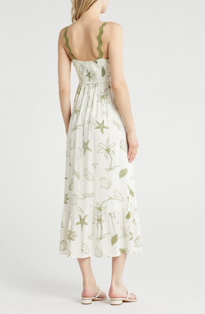 Blu Pepper Ocean Print Empire Waist Midi Dress