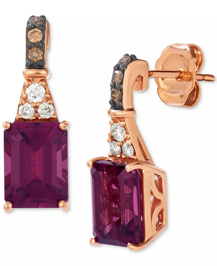 Le Vian Rhodolite (3-3/4 ct. t.w.) 
Diamond (1/6 ct. t.w.) Drop Earrings in 14k Rose Gold