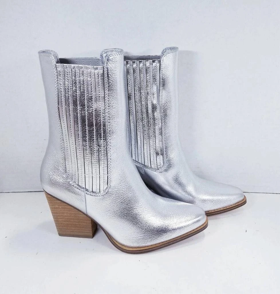 Shop Cali Metallic Block Heel Boots In Silver on Sale at BeyondStyle ...