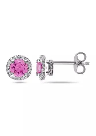Belk
Co. Lab Created 1.18 ct. t.g.w. Created Pink Sapphire and Diamond Accent Stud Earrings in Sterling Silver