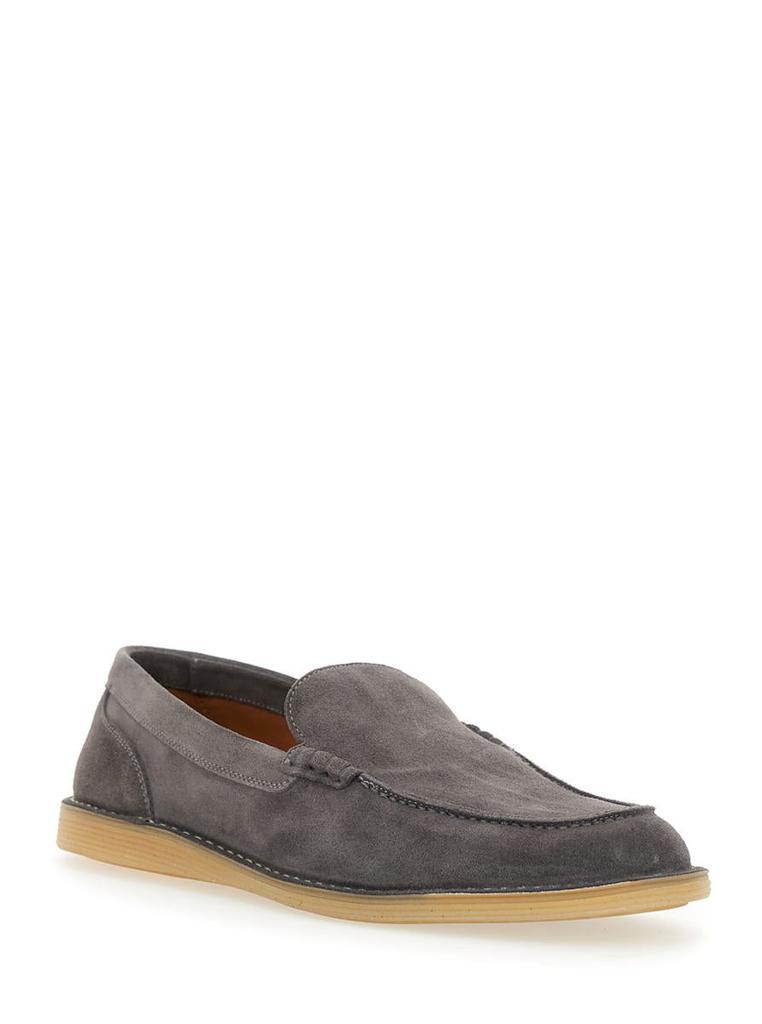 Dolce & Gabbana 'New Florio Ideal' Grey Loafers With Dg Detail In Suede Man