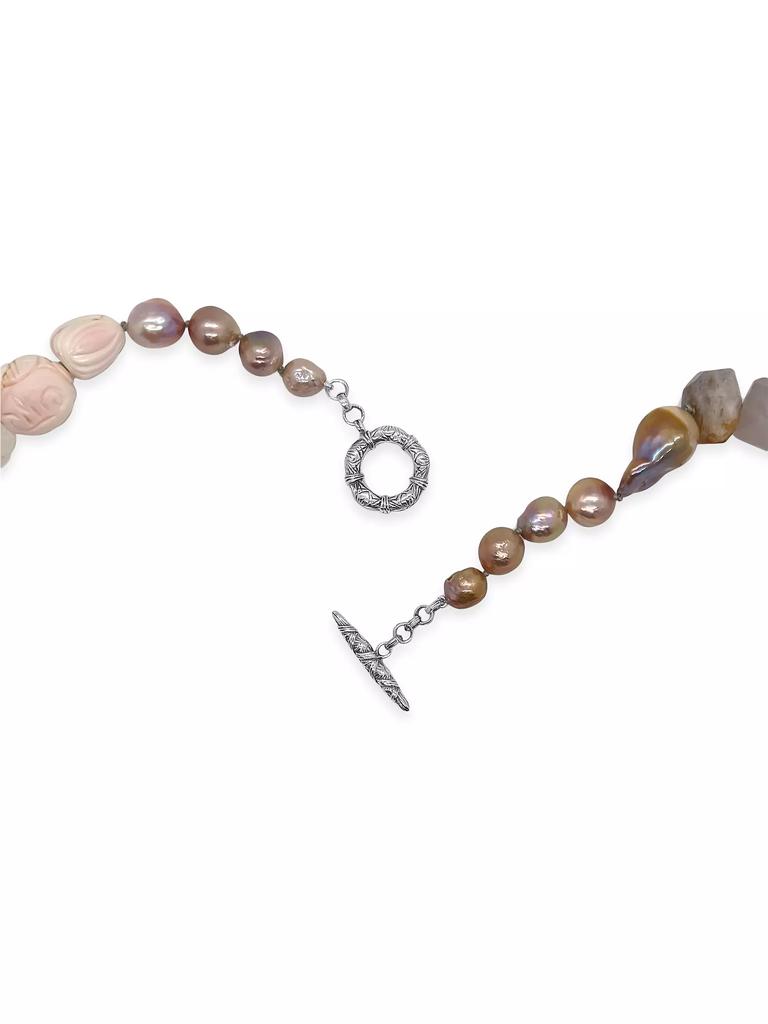 Stephen Dweck Terraquatic Collage Sterling Silver, Baroque Pearl & Multi-Gemstone Toggle Necklace