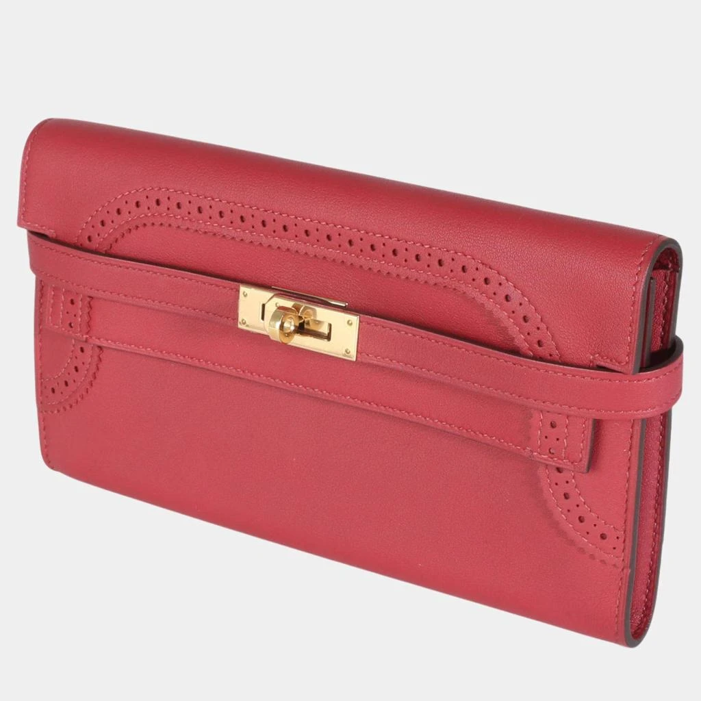 Hermes Hermes Rouge Grenat Swift Ghillies Kelly Longue Wallet GHW 3