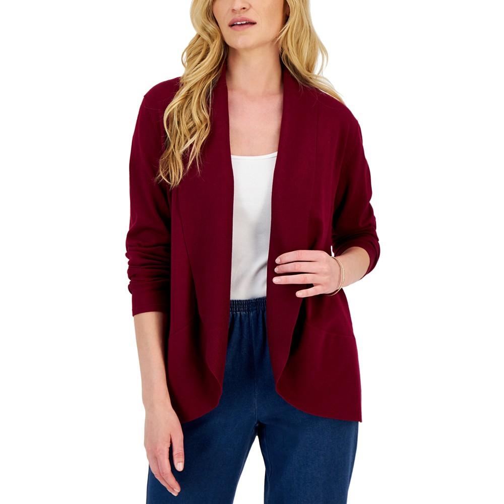 Karen Scott Women's Shawl-Collar Curved-Hem Cardigan, Created for Macy's