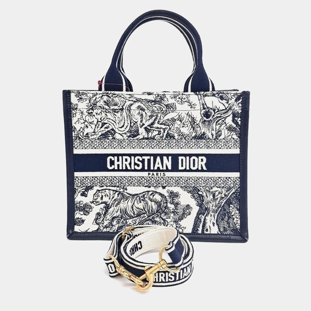 Dior Dior Navy Blue Canvas Oblique Book Tote Bag Small 1