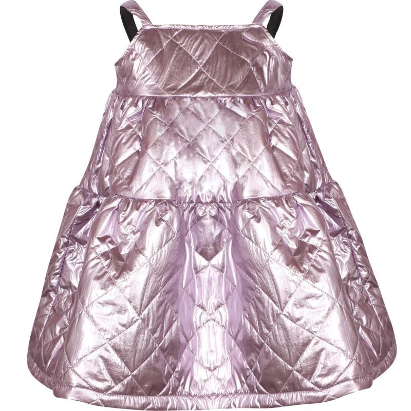 Little Man Happy Metallic quilted sleeveless dress in lavender