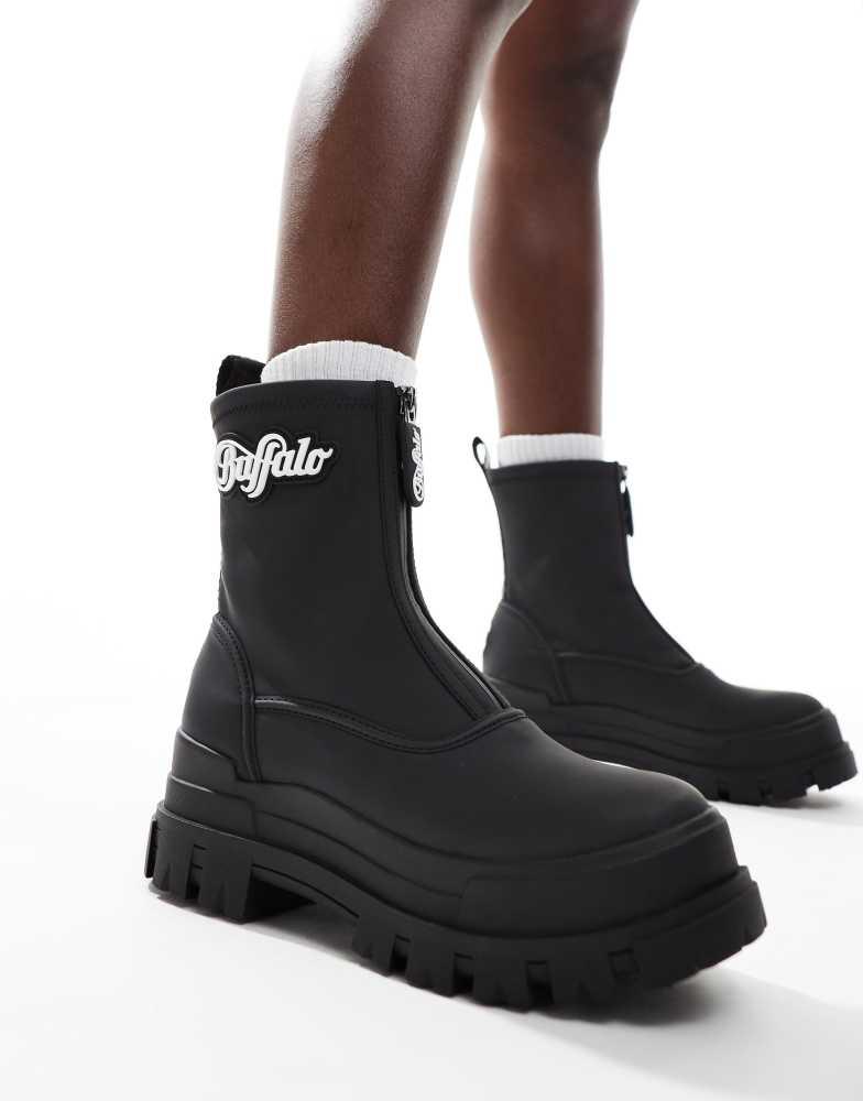 Buffalo Buffalo Aspha rain zip up boot in black