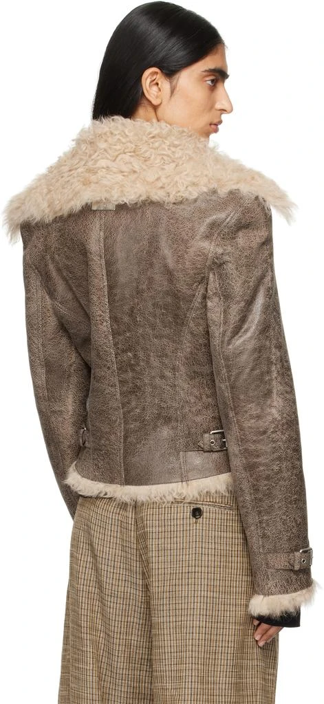 Acne Studios Brown Cracked Shearling Jacket 3
