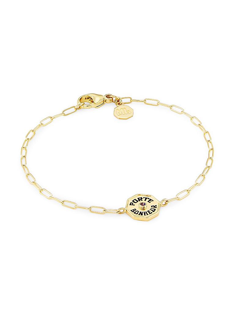 Marlo Laz Je Porte Bonheur 14K Yellow Gold & Tanzanite Paper Clip Chain Bracelet