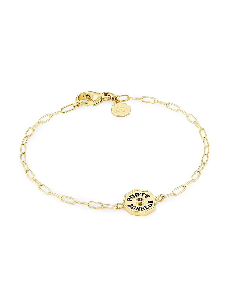 Marlo Laz Je Porte Bonheur 14K Yellow Gold & Tanzanite Paper Clip Chain Bracelet 1