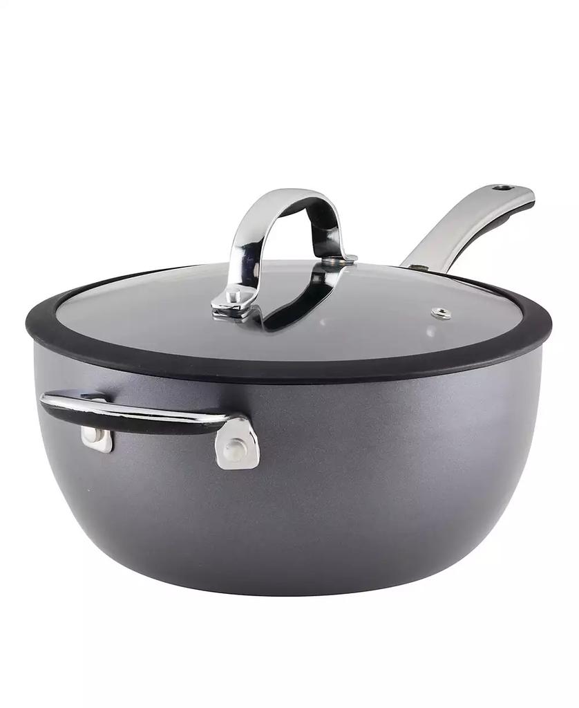 Rachael Ray Cook + Create Hard Anodized Nonstick Saucier with Lid and Helper Handle, 4.5 Quart