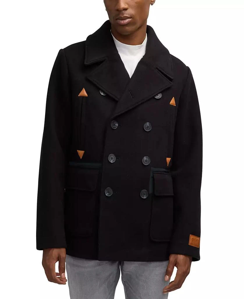 Scotch & Soda Men's Izak Double Breasted Peacoat with Removable Fleece Collar 5