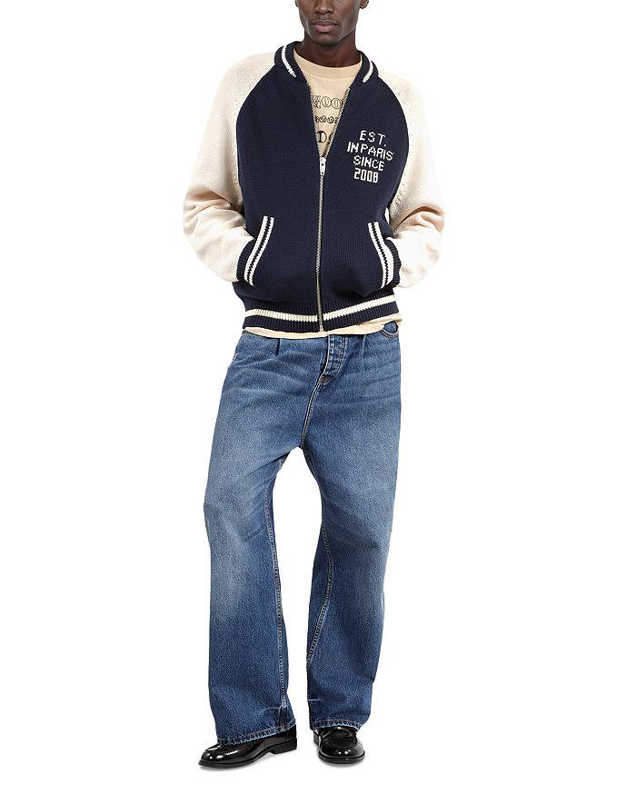 The Kooples Colorblocked Varsity Zip Cardigan