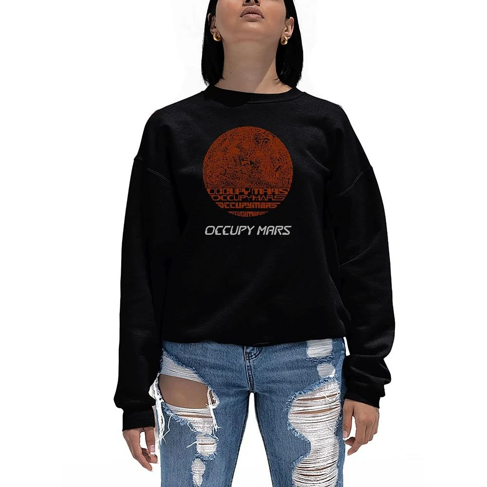 LA Pop Art Women's Word Art Occupy Mars Crewneck Sweatshirt 1