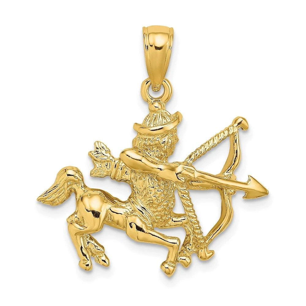 Diamond2Deal 14k Yellow Gold Large Sagittarius Zodiac Charm Pendant 1