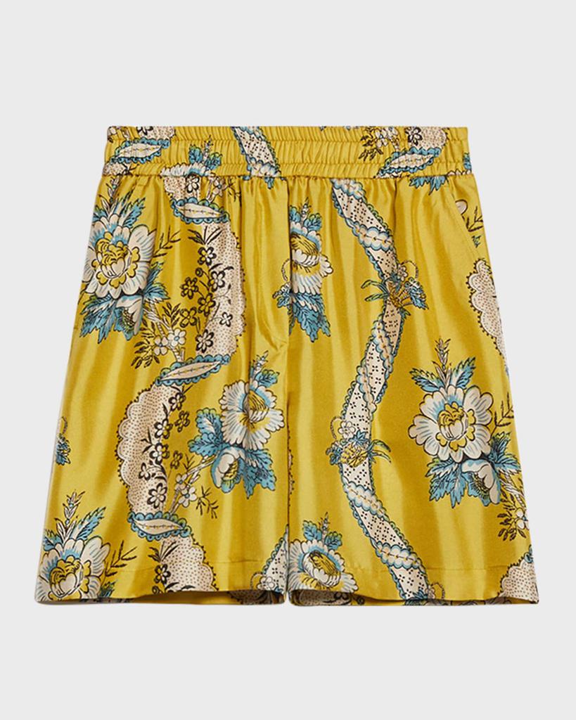 Weekend Max Mara Tracia Floral-Print Silk Bermuda Shorts