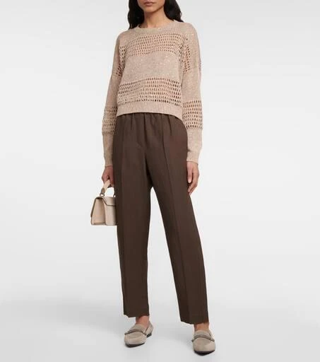 Brunello Cucinelli Embellished openwork sweater 2
