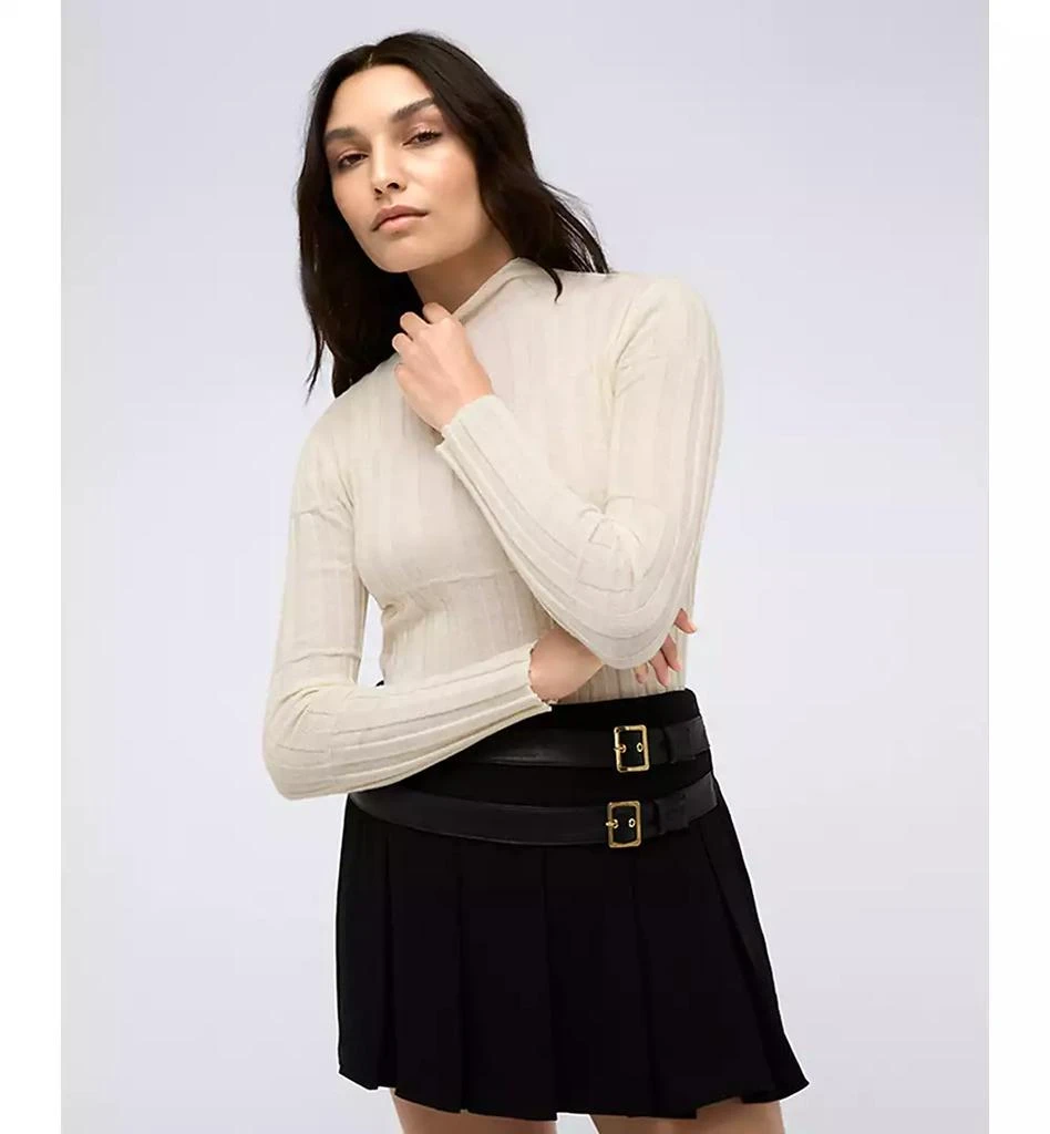 Kenneth Cole Women's Mock-Neck Ribbed Long-Sleeve Sweater 1