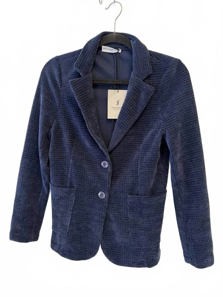 Femme Fatale Women
s Single-Breasted Check Blazer In Midnight Blue