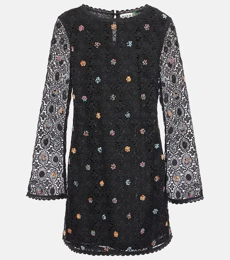 Rixo Mylene crochet beaded mini dress 1