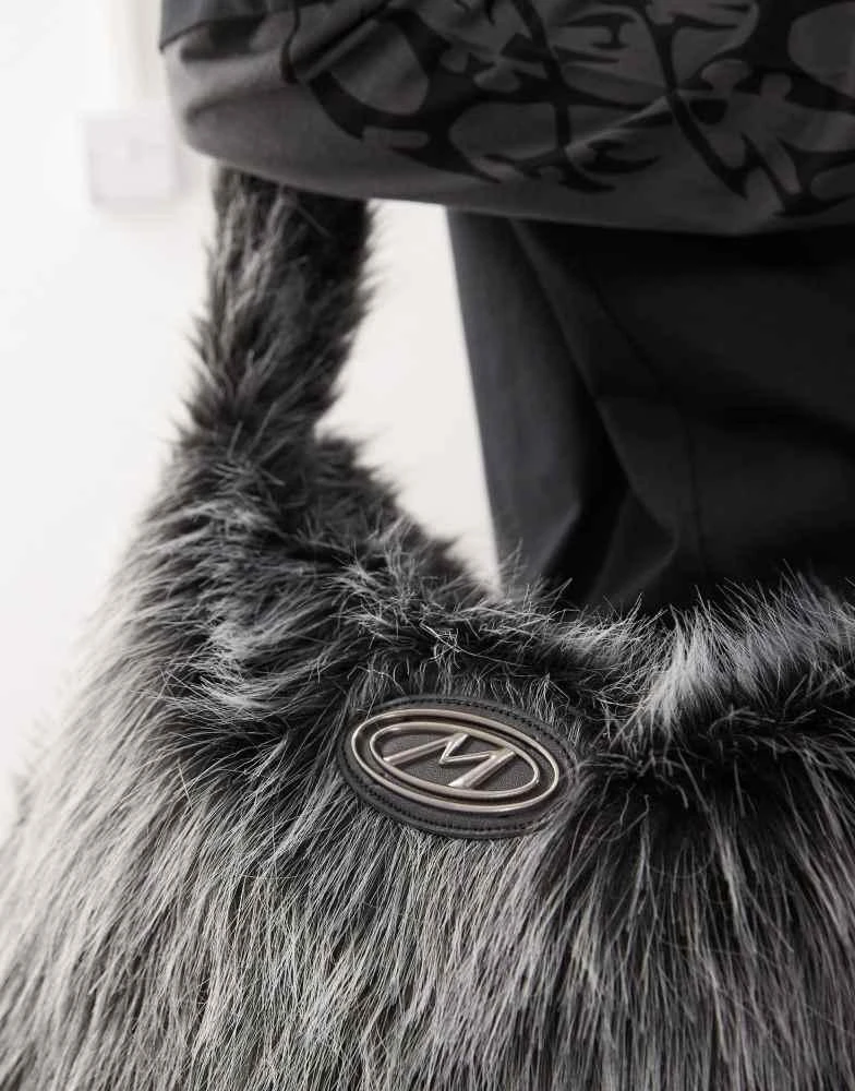 minga Minga London black and white long fur crossbody bag 3