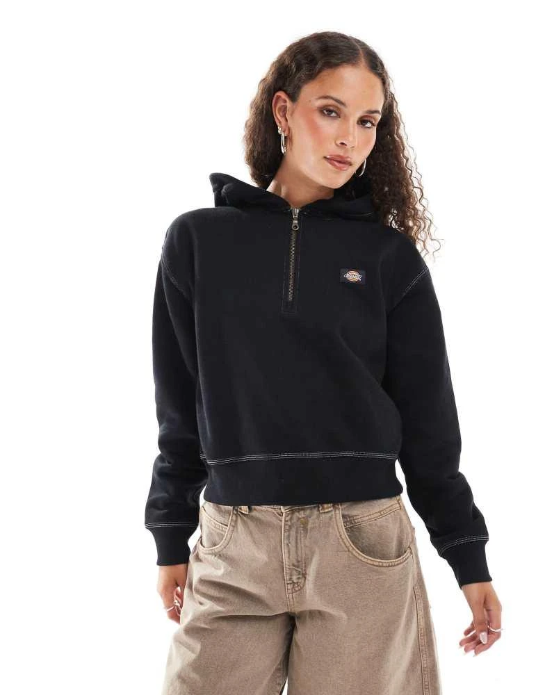 DICKIES Dickies seasonal quarter zip hooded jumper in black 1