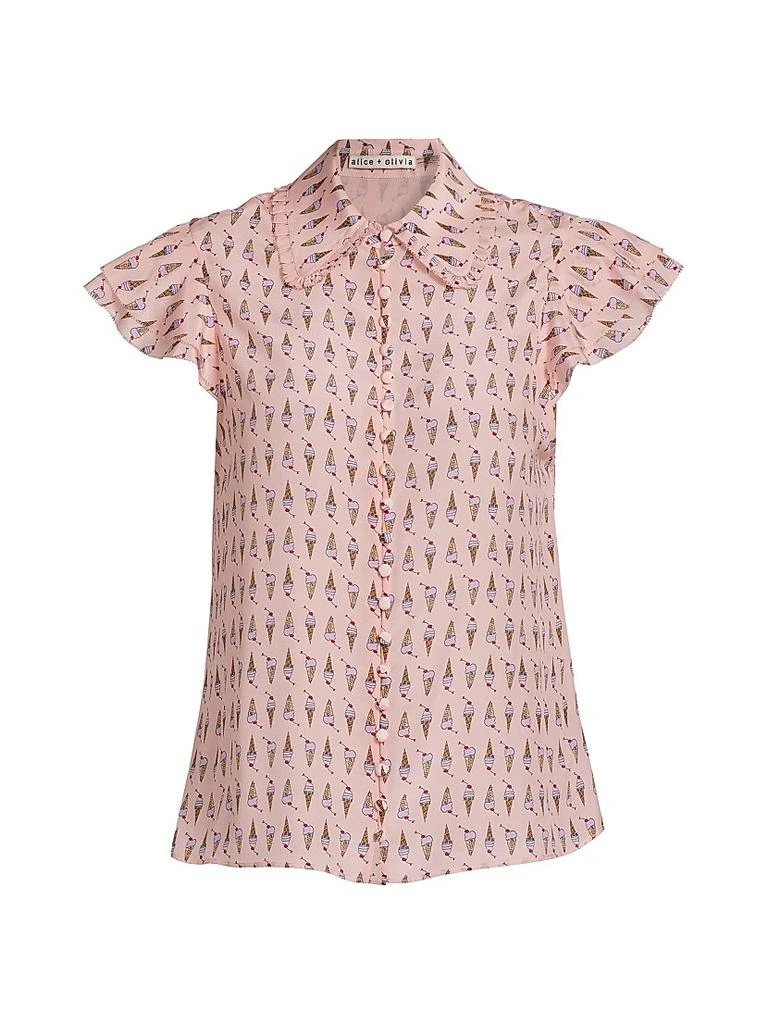 Alice + Olivia Martel Ice Cream-Print Silk Blouse 1