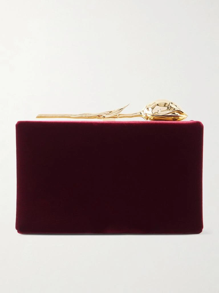 Erdem Bloom Gold-tone Velvet Clutch