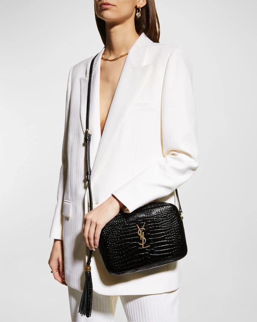 Yves Saint Laurent Lou Medium YSL Camera Bag with Tassel in Croc Embossed Leather 2