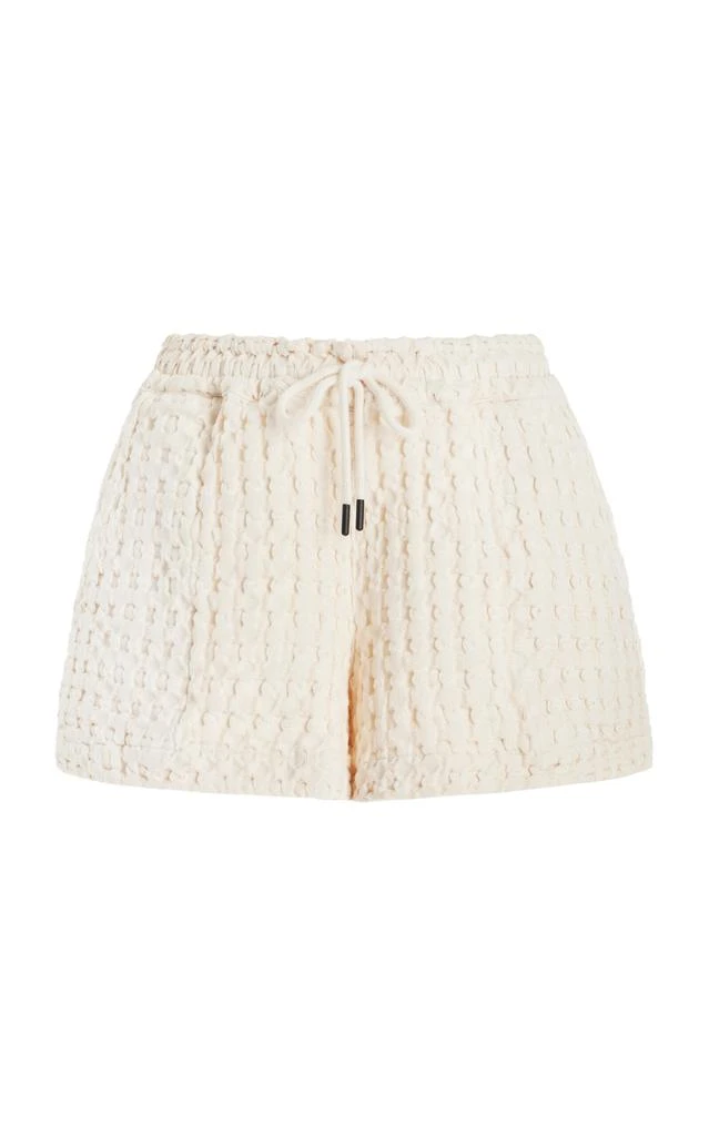 Shop Oas Drizzle Waffle-Knit Cotton Shorts Ivory L Moda