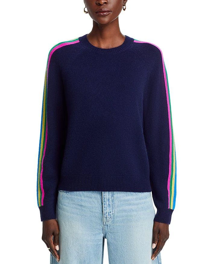 AQUA Cashmere Cashmere Rainbow Athletic Stripe Sweater - 100% Exclusive 5