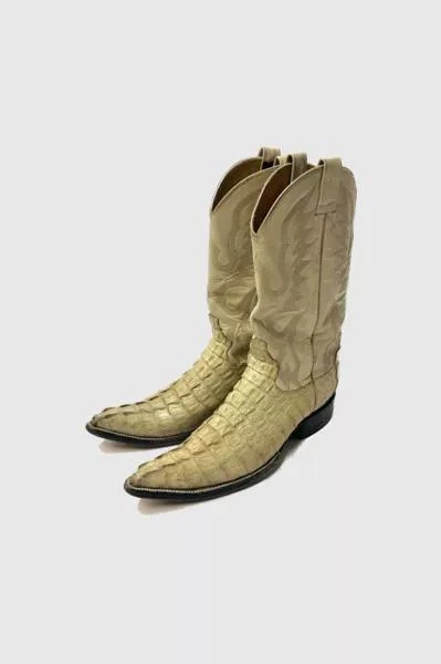 Urban Outfitters Vintage 1980’s Boss Boots White Alligator Pointed Toe Cowboy Boots 1