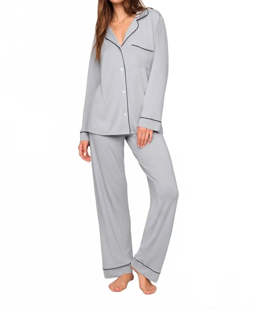 Eberjey Gisele Long Pajama Set In Gray Dawn