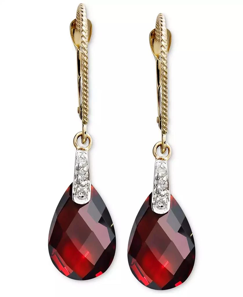Macy's 14k Gold Earrings, Garnet (7-1/5 ct. t.w.) and Diamond Accent Brio Drop 1