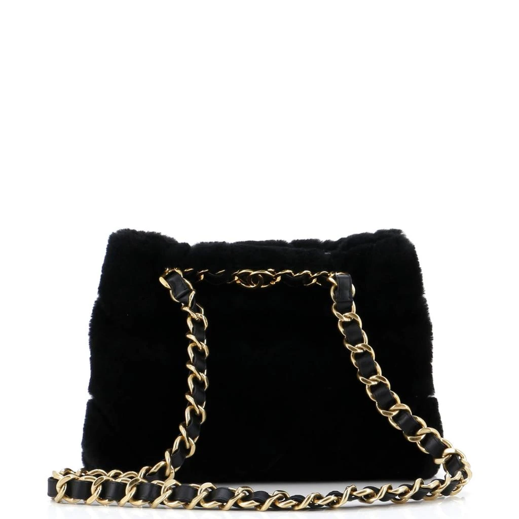 Chanel CC Bar Chain Handle Shopping Tote Quilted Shearling Small 1