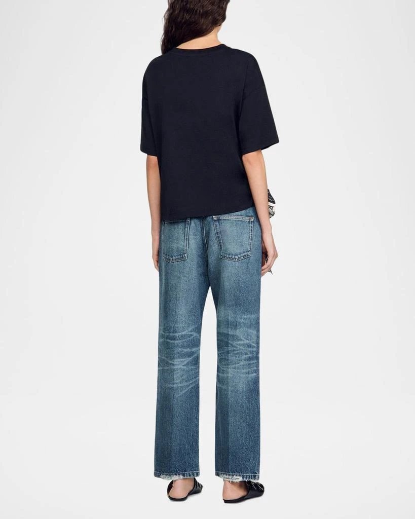 Sandro Perry Mixed-Media T-Shirt 3