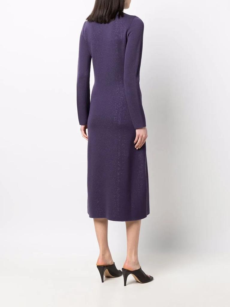 Salvatore Ferragamo Ferragamo Lamé Wool Midi Dress