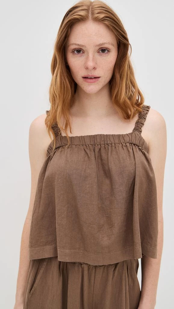 Stateside Linen Ruched Shoulder Tank 2