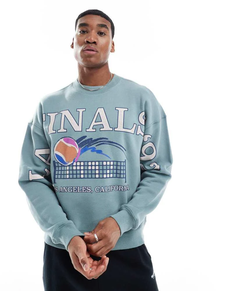 HOLLISTER Hollister quarter zip sweat top with contrast piping in blue 1