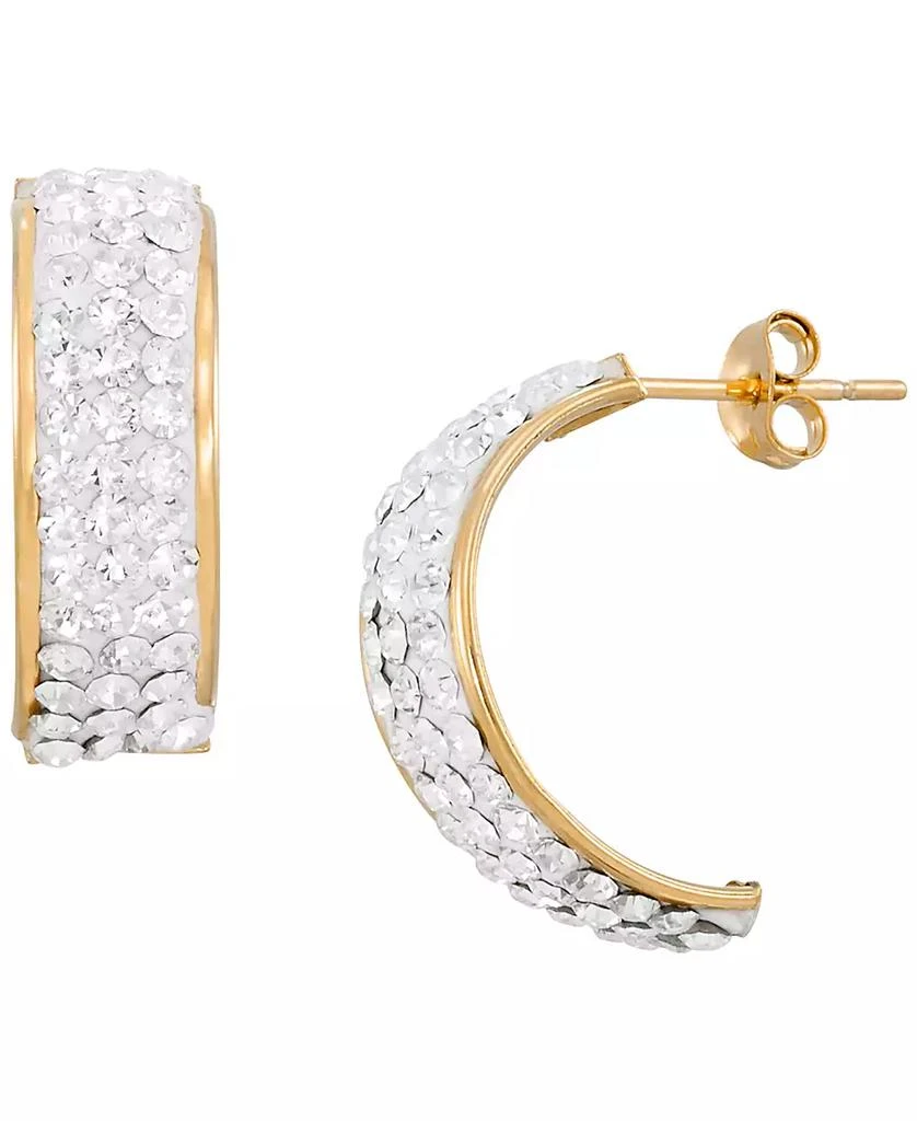 Macy
s High Polished Pave Crystal Hoop Earrings (1/2 ct. t.w.) in 14k Yellow Gold Over Sterling Silver