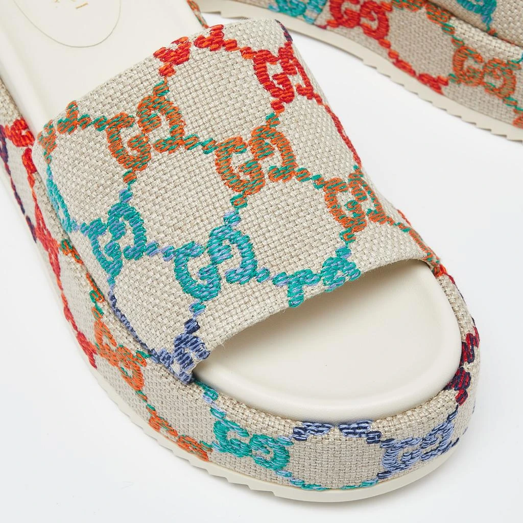 Gucci Gucci Multicolor GG Monogram Canvas Angelina Platform Slide Sandals Size 38 7