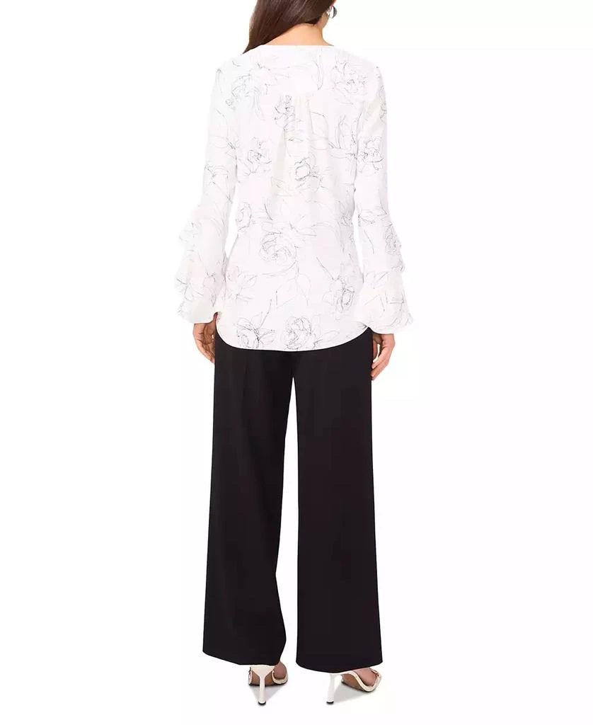 Vince Camuto Women's Floral V-Neck 3/4-Flutter-Sleeve Blouse 4