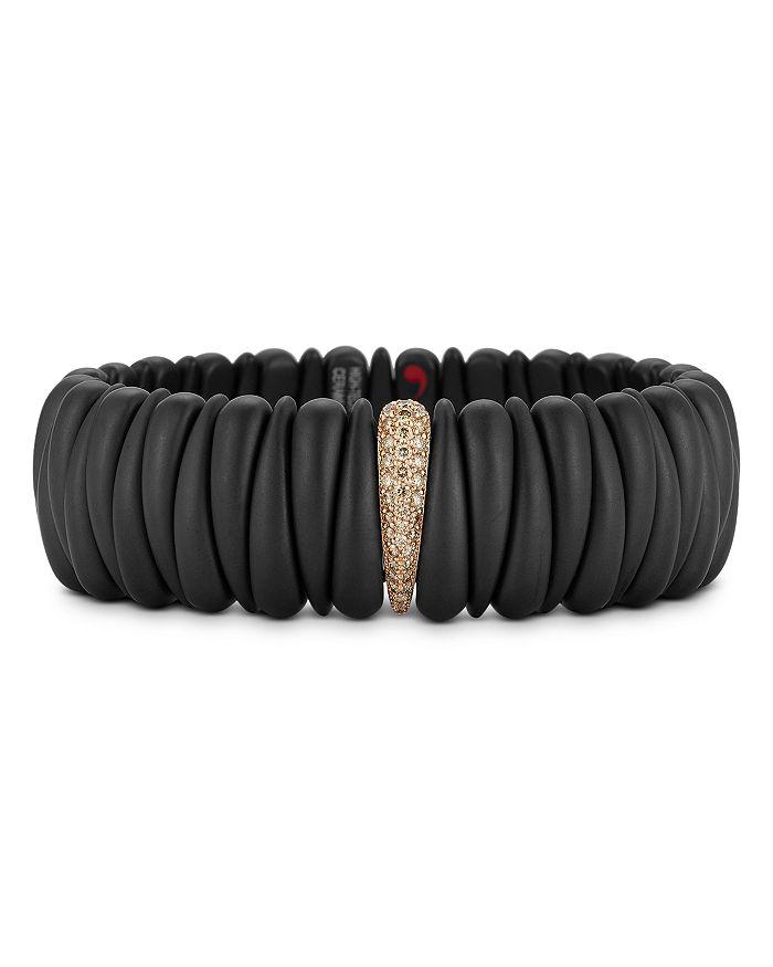 Roberto Demeglio 18K Rose Gold Demeglio Champagne Diamond & Black Ceramic Statement Stretch Bracelet