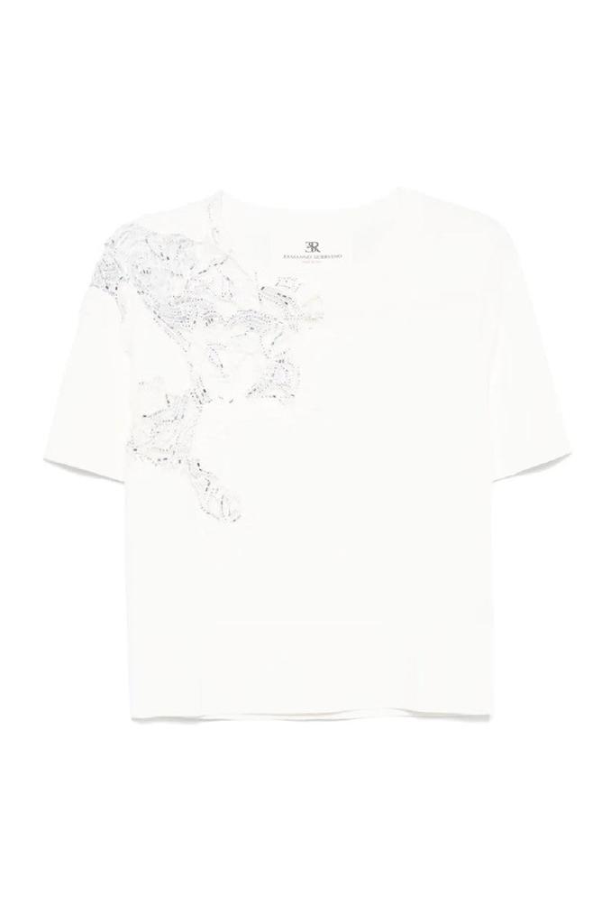 ERMANNO Short-Sleeved Top With Delicate Lace Detail
