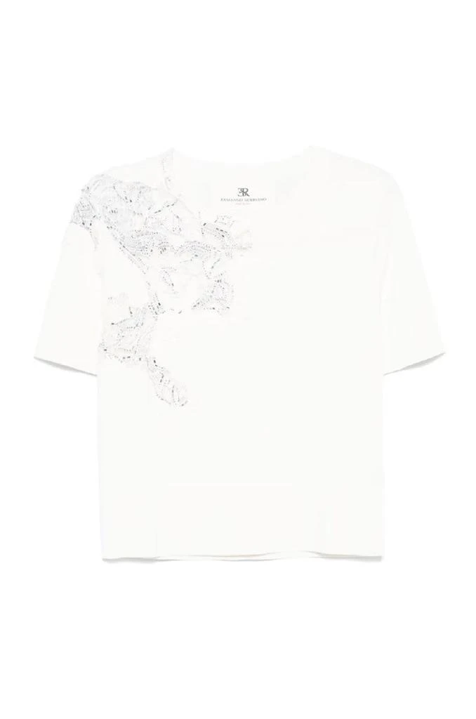 ERMANNO Short-Sleeved Top With Delicate Lace Detail 1
