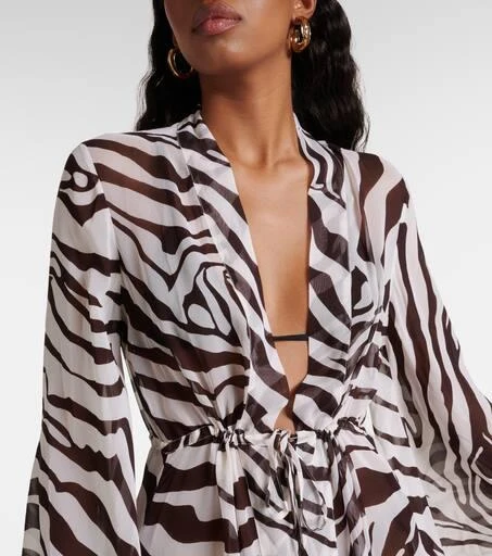 Alexandra Miro Betty zebra-print chiffon kaftan 4