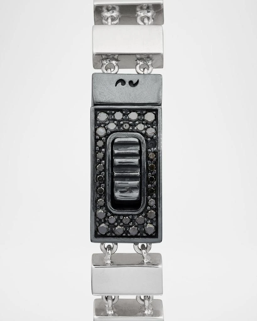 Marco Dal Maso Glaidator Thin Track Bracelet in High Polish Silver with Black Diamonds 3