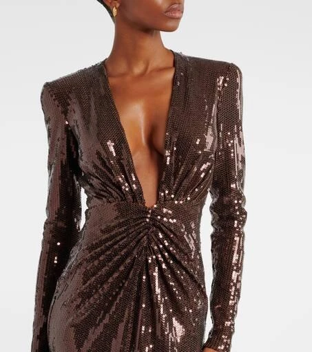 Alex Perry Gathered sequined midi dress 4
