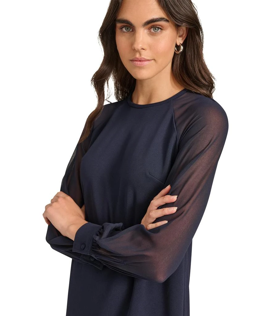 Calvin Klein Scuba Crepe Chiffon Sleeve Aline Dress 4