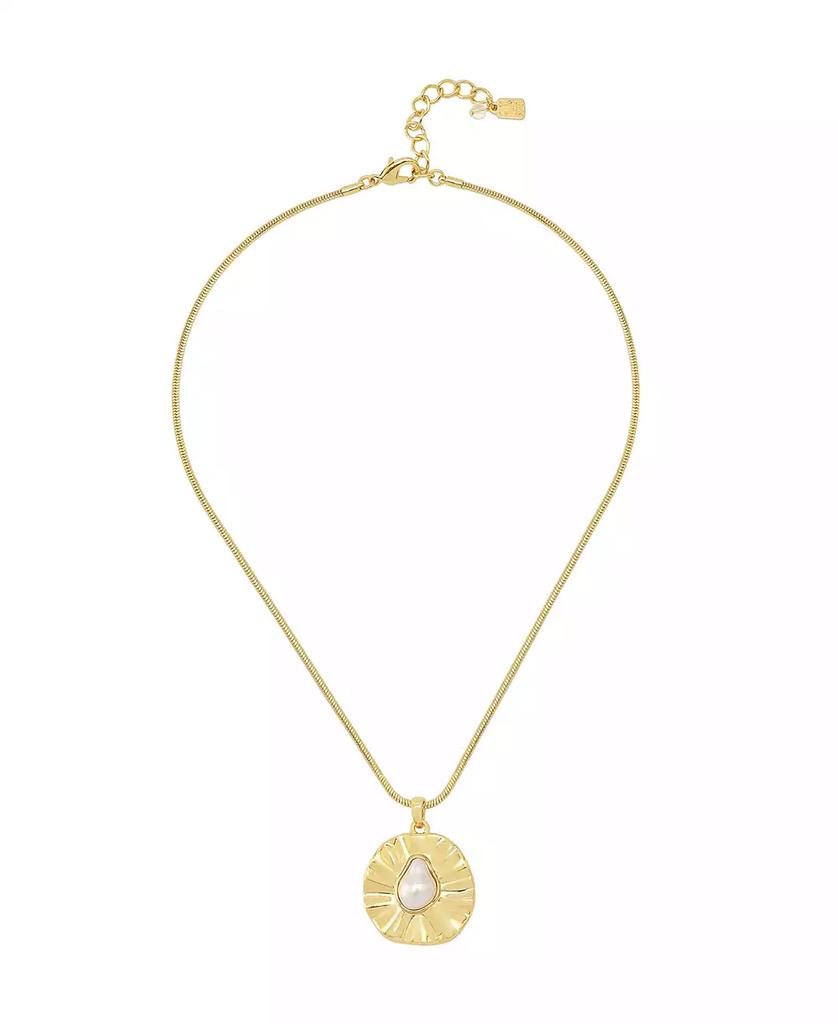 Robert Lee Morris Faux Cultivated Pearl Textured Coin Pendant Necklace